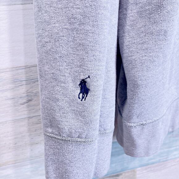 POLO Ralph Lauren Applique Logo Sweatshirt Gray Crewneck Cotton Blend Mens XL - Picture 7 of 11